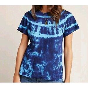 Agolde Mariam Tee Women's T-Shirt Tie-Dyed Blue Navy 100% Organic Cotton Sz XS